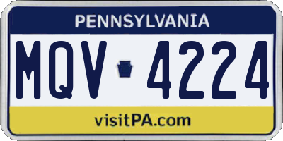 PA license plate MQV4224