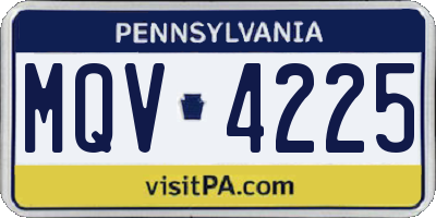 PA license plate MQV4225