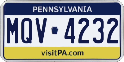 PA license plate MQV4232