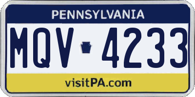 PA license plate MQV4233
