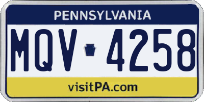 PA license plate MQV4258