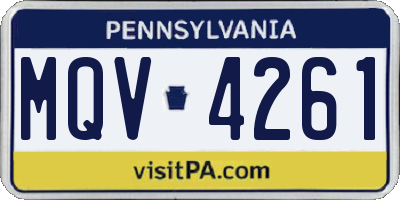PA license plate MQV4261