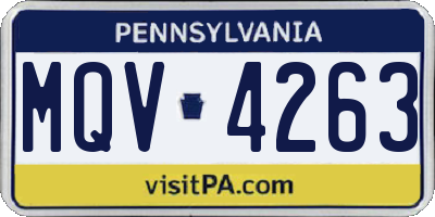 PA license plate MQV4263