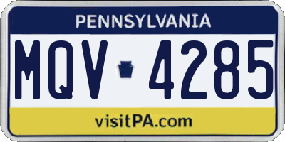 PA license plate MQV4285