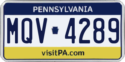 PA license plate MQV4289