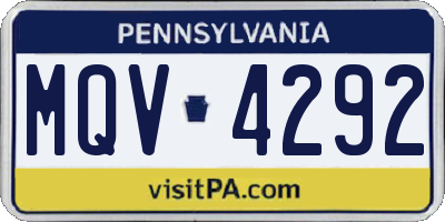 PA license plate MQV4292