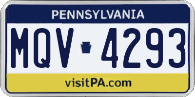 PA license plate MQV4293