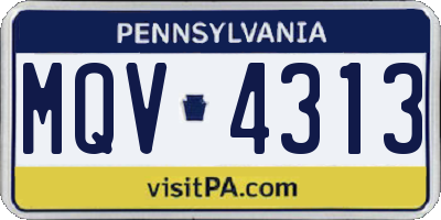 PA license plate MQV4313