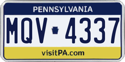 PA license plate MQV4337