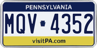 PA license plate MQV4352