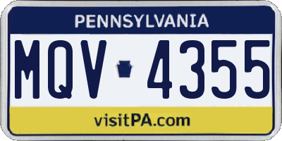PA license plate MQV4355