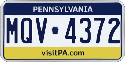 PA license plate MQV4372