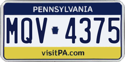 PA license plate MQV4375