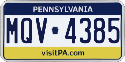 PA license plate MQV4385