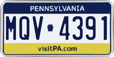 PA license plate MQV4391