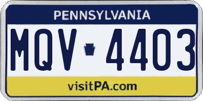 PA license plate MQV4403