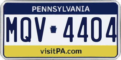 PA license plate MQV4404