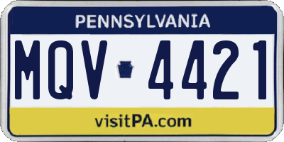 PA license plate MQV4421