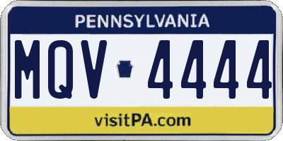 PA license plate MQV4444