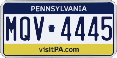 PA license plate MQV4445