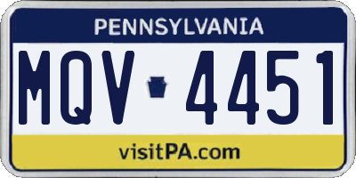 PA license plate MQV4451