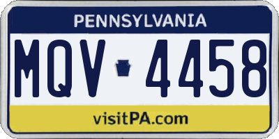 PA license plate MQV4458