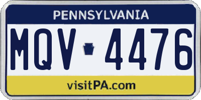 PA license plate MQV4476