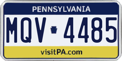 PA license plate MQV4485