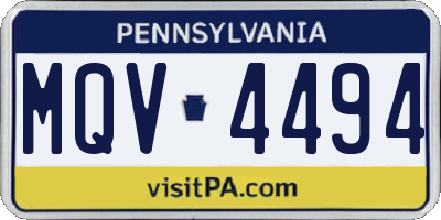 PA license plate MQV4494