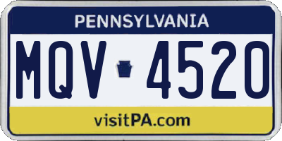 PA license plate MQV4520