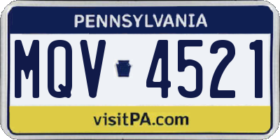PA license plate MQV4521