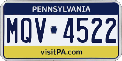 PA license plate MQV4522