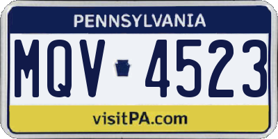 PA license plate MQV4523