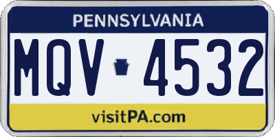 PA license plate MQV4532