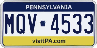 PA license plate MQV4533