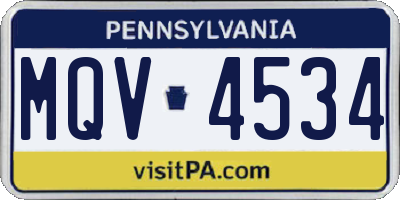 PA license plate MQV4534