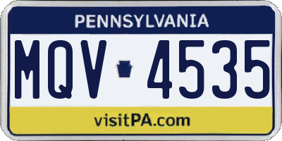 PA license plate MQV4535