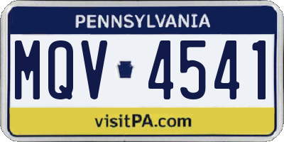 PA license plate MQV4541