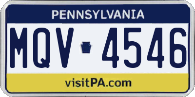 PA license plate MQV4546