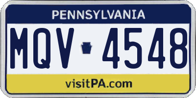 PA license plate MQV4548