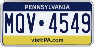 PA license plate MQV4549