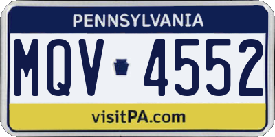 PA license plate MQV4552