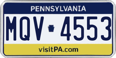 PA license plate MQV4553