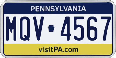 PA license plate MQV4567