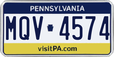 PA license plate MQV4574