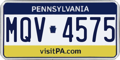 PA license plate MQV4575