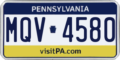 PA license plate MQV4580
