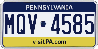 PA license plate MQV4585