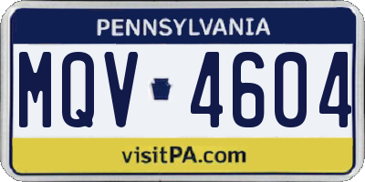 PA license plate MQV4604