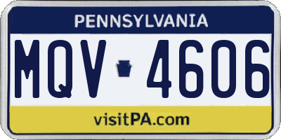 PA license plate MQV4606